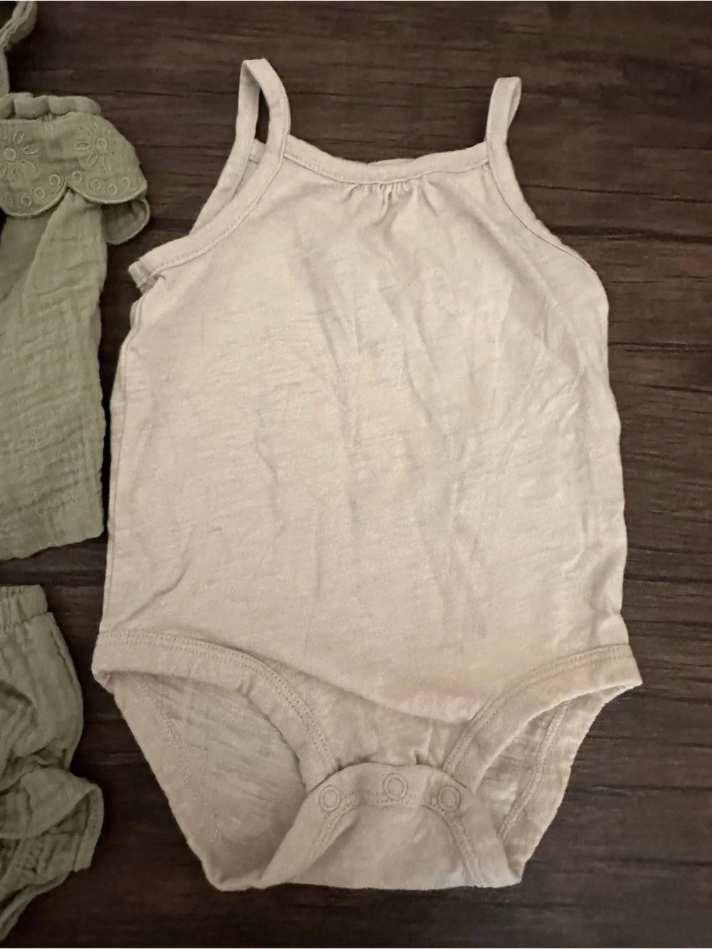 Carter's Two-Piece Girls Set - Cream Tank & Sage Green Shorts